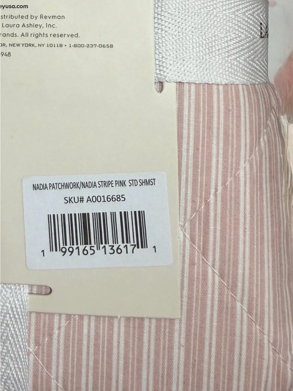 Laura Ashley 2PC Standard Sham Pair Nadi Pink White Patchwork 21x27 ~ Cottage